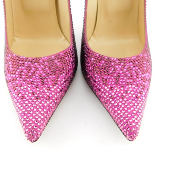 JIMMY CHOO Jazzberry Fuchsia Purple Sparkle Crystal Encrusted Heel Pumps 38.5 - Picture 4 of 12